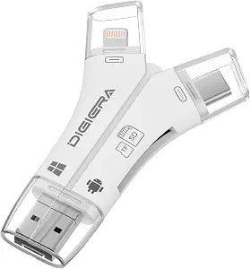 USB-C Card Reader, SD/Micro SD Memory Card Adapter with Lightning USB A USB C Connectors, Plug and Play OTG Camera Card Reader for iPhone, iPad, Android, Laptop, PC, and More