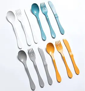 KNORK Eco 12 Piece (Fork, Knife, Spoon) Plant Based Bamboo Cutlery Reusable Flatware Set