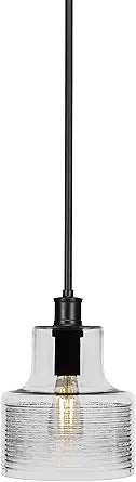 Toltec Lighting Aurora 1 Light Pendant in Matte Black (1902-MB-CL)