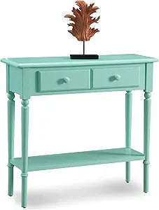 Leick Coastal Narrow Hall Stand/Sofa Table with Shelf, Kiwi Green, 11D x 30W x 28H in