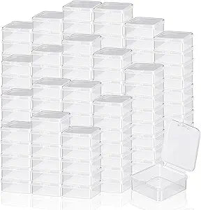 Soaoo 300 Pcs Small Plastic Bead Storage Containers for Organizing with Hinged Lid Transparent Clear Craft Supply Box for DIY Art Craft Accessory, Jewelry, Game Pieces(1.77 x 1.77 x 0.75 Inches)