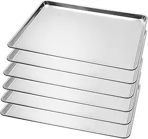 BIEAMA 6 Pack Full Size Baking Sheet Pan Aluminum Commercial Pan for Oven Freezer Bakery Hotel Restaurant 26"  18"