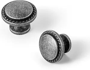 Set of 12 Vintage Weathered Nickel Cabinet Knobs with Wheatear Border  Classic Round Design for Kitchen Drawers Retro Dresser Handles