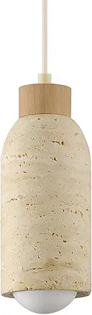 Maxim Lighting Pompeii 1-Light Pendant Light | Travertine/Oyster Finish | Stone Shade | Transitional Pendant Light | Ideal for Kitchen Islands & Dining Rooms | Dimmable | 90621TVOY