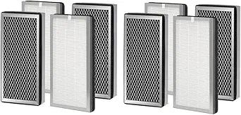 MA-15 Air Purifier Replacement Filter for Medify Air 15 Series, Wildfire Smoke,Odors, Pet Dander 3-in-1 with Pre-filter, H13 HEPA, and Activated Carbon for 99.7% Removal (8 Pack White)