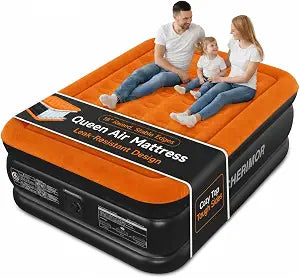 CHERIMOR Queen Air Mattress with Built-in Pump, Stable Edge Design, 48-Hour Leak-Tested Durable PVC, Supports up to 800 lbs, 3-Min Fast Inflation, Portable Inflatable Bed for Home Guests & Camping