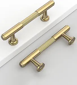 10 Pack 3"(76mm) Hole Center Champagne Bronze Kitchen Cabinet Handles, Champagne Gold Cabinet Pulls, Brushed Bronze Cupboard Handle, Textured Grip Drawer Pull, Bathroom Handle, Vanity Pull