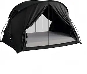 Black Privacy Sleep Twin Size Bed Tent for Adults Kids, Foldable Blackout 90% Canopy Tents with Breathable Mesh Windows and Net Doors Curtains