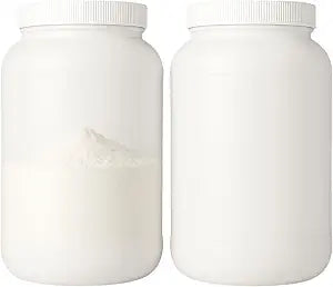 1 Gallon Protein Powder Container with Airtight Lid - Plastic Large Wide Mouth Jar - Pack of 2 - Made in USA
