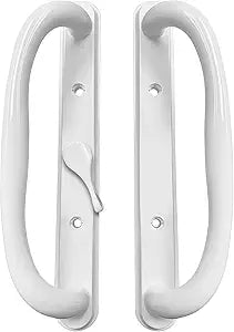 10" Olympus Sliding Patio Glass Center Latch White Pull Handle Set Replacement - fits 3 / inches Hole Spacing, and 1-1/4" to 2-1/4" Door Thickness - Fix and Repair Door Hardware