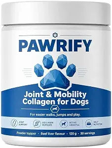 Joint Care Collagen for Dogs | Beef Liver Flavor Mobility Powder Topper - Easy-Mix Hip & Joint Supplement for Daily Routine - 120g (30 Servings)