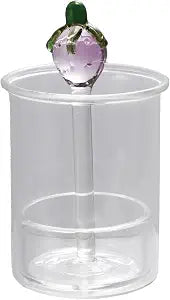Creative Co-Op Glass Toothpick Holder with Strawberry Design, Pink and Green