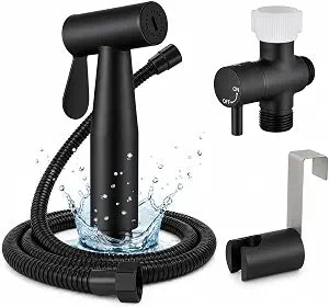 Adjustable Bidet Sprayer with 304 Stainless Steel Hose, Black