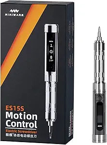 YKEY Original MINIWARE ES15S Mini Electric Power Screwdriver Rechargeable Portable Small Cordless Smart Motion Control with 24 Magnetic Bits OLED Screen Repair Tool for Phone Camera Laptop