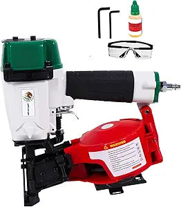 Mexican CN45N Roofing Nailer, 15 Degree Roofing Nail Gun, 3/4-Inch to 1-3/4-Inch Coil Nails, 120-pcs Load Capacity Coil Naile (Green/Red