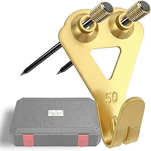 Picture Hangers Heavy Duty, Extra Thick, 50 lb, Decorative Hanging Hooks Hardware for Drywall and Plaster Walls with Large Nailers and Nails, Painting, 100pcs, Gold