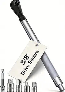 3/8" Offset Extension Wrench, Impact Ratchet Extender for Electric Drill, with 1/2", 1/4" Adapters for Tight Spaces