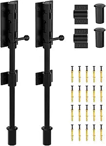 12" Barrel Bolt Latch, Heavy Duty Slide Bolt Gate Latch, 304 Stainless Steel Thickened Metal Gate Locks for Outdoor Fence, Shed, Wooden Gate, Barn, Patio, Courtyard (Black - 2pcs)