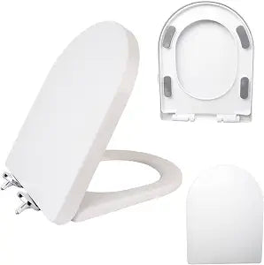 Minsha soft sealed toilet seat, compatible with D/U-shaped extended bucket, quick release, easy to install, easy to clean, non discolored, thick and durable plastic material, white(M18)