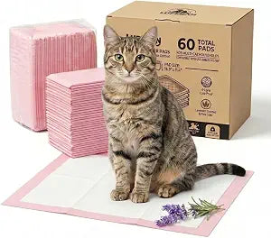 Cat Pee Pads,Super Absorbent,Odor Control with Lavender Scent,Multi Cat,16.9"x11.4" Refills for Tidy Cats Breeze Litter System,Disposable,Leak-Proof Quick-Dry Cat Litter Pads,Pink,60 Count
