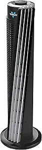 Vornado 143 Whole Room Air Circulator Tower Fan with Timer and Remote Control, 29", Black