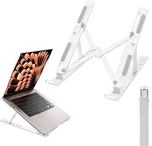 Ergonomic and Foldable Laptop Stand for Desk, Adjustable Riser, Fits All Laptops and Notebooks up to 17,Ultra-Thin,Ventilated Cooling,ABS+Silicone,Silver.