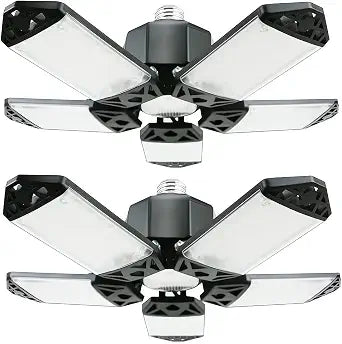 Meiqils 160W LED Garage Light 2Pack, 16000 Lumen Ceiling Lights with 5+1 Adjustable Panels, 6500K Daylight Light Bulb Fixture LED Lights for Garage, Workshop (New 160W 2Pack)