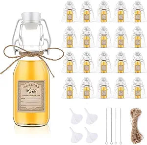 zjdbset 20Pcs 4 oz Swing Top Glass Bottles for Vanilla Extract Homemade,Flip Top Glass Bottles for Food Storage Canister for Hot Sauce Beans