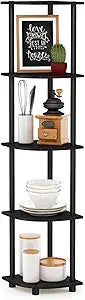 Furinno TURN-N-TUBE Corner Shelf, 5-Tier Corner Bookshelf, Open Storage Shelves, for Organization and Storage, Living Room, Home Office, Garage, Bedroom, Espresso