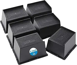 Bed Risers 2 inch, 3 inch, 4 inch, 5 inch, 6 inch Heavy Duty, Oversized Furniture Riser for Couch Sofa Table Desk Chair Recliner Leg Frame Dorm, Support up to 6000 Lbs (Black 4 inch, 6 Pack)