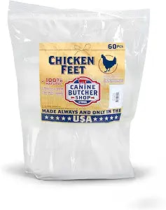 Chicken Feet Dog Treats, Raised & Made in USA (60-Pack), Dehydrated Chicken Feet, All Natural Dog Chews & Snacks