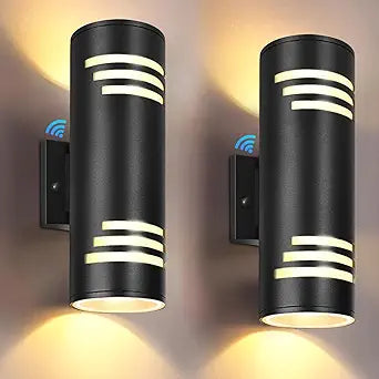 rosykite Dusk to Dawn Porch Lights Outdoor 2 Pack, Modern Exterior Lighting Fixtures 13In, Cylinder Outdoor Wall Lights Up Down Sconce Lighting for House Doorway, ETL Listed
