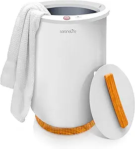SereneLife Bucket Towel Warmers, White Large Towel Warmer for Spa and Bathroom, Luxury Towel Heater Gifts for Him & Her, Auto Shut-Off, Fits 2 large, Blankets, Bathrobes, PJ's