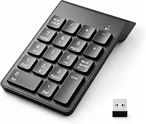 NOOX Wireless Number Pad, Portable Numeric Keypad 2.4G 18 Keys 10 Key USB Keypad for Laptop/Notebook/Surface Pro/PC, Financial Accounting Number Pad Keyboard - Black