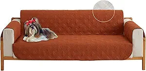 Qubjus Couch Cover Revesible Sofa Cover Couch Covers for 3 Cushion Couch Sofa Washable Furniture Protector with Elastic Straps for Pets Dogs Kids(Orange-Brown, Sofa)