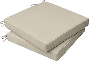 AAAAAcessories Outdoor Seat Cushions for Chairs, Waterproof, Fade-Resistant, 20" x 20" x 3", Patio Furniture Replacement Cushions, Set of 2, Beige