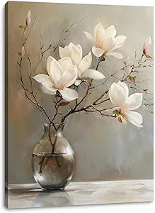 daktenn Floral Canvas Wall Art Bathroom Wall Art Pictures Wall Decor Home Decor Wall Decor for Bedroom Livingroom 18x24 Inches