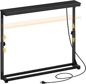 HOOBRO Narrow Console Table with Charging Station, Adjustable Height Sofa Table (25''-32.9''), Slim Behind Couch Table for Small Spaces, Entryway, Living Room, 39.4" Black BB95UXG01