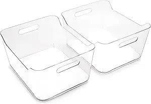 BINO | Plastic Storage Bins, X-Large - 2 Pack, Clear | THE SOHO COLLECTION | Pantry Organizers and Storage Containers Fridge Organizer Bins Kitchen Cabinet Organizer Medicine Cabinet Organizer Bin