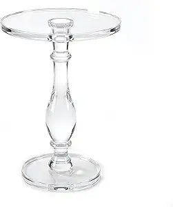Acrylic End Table,Acrylic Side Table,Modern Nightstand with Clear Small Round Top and Solid Post for Living Room,Bedroom and Lobby 13.5x13.5x19.5 High inches