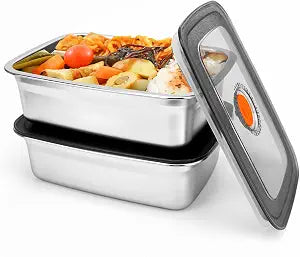 2 PCS Stainless Steel Food Storage Containers(33oz) with Lids Leak Proof & Airtight | Stainless steel freezer Containers,Airtight Bento Lunch Box,For Meal Prep,Fruit,Snack,Freezer