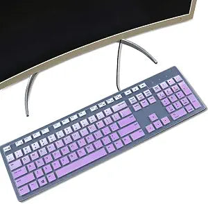 Keyboard Cover for KB216 Wired & Dell KM636 Wireless Keyboard/Dell Optiplex 5250 3050 3240 5460 7450 7050/ Dell Inspiron AIO 3475/3670/3477 All-in one Desktop Keyboard Skin, Ombre Pinkish Purple