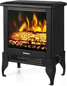 TURBRO Suburbs TS17 Compact Electric Fireplace Stove, 18Γ Freestanding Stove Heater with Realistic Flame - CSA Certified - Overheating Safety Protection - for Small Spaces - 1400W