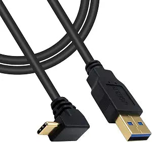 5Ft 90 Degree USB Type C Cable, USB A 3.0 to USB C 3.1 Up & Down Angle Charging Cable Suitable for Mobile Phones, Tablets, Laptops, USB Chargers, Game Consoles, etc 1.5M/5feet