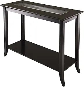 Winsome Genoa Console Table with Glass Top and Shelf in Espresso, Thin Entryway Table for Hallway, Living Room, Elegant Furniture for Any Home Decor