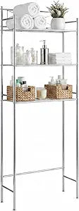 Honey-Can-Do 3-Tier Metal Bathroom Shelf Space Saver, Over The Toilet Storage Rack Organizer, Adjustable Chrome Wire Shelving Unit for Towels & Toiletries, 9.5 x 23 x 60 in