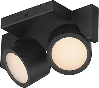 ET2 Lighting Embrace 2-Light Semi-Flush Mount | Black Finish | Steel Construction | Modern Low Profile Ceiling Light Fixture for Hallways and Bedrooms | Hardwired Ceiling Installation | E30520-BK