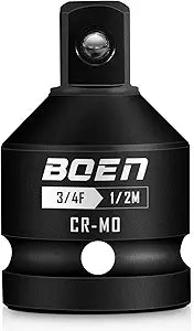 BOEN 3/4"F to 1/2"M Impact Socket Adapter, Cr-Mo Steel,Socket Adapter Set for Impact Driver Conversions