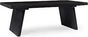Maven Lane Wood Coffee Table, Contemporary Accent Table, Living Room Furniture, Modern Wire Brushed Finish, Family Room Table, Indoor Furniture, Rectangle Table, 48" x 24" x 17" Marcella, Aged Black