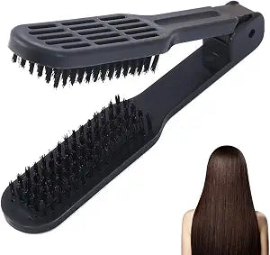 Double Brush Comb,Hair Straightening Brush Double Sided Hair Straightening Comb Heat Resistant Hair Straightening Brush With Handle for All Hair Types(black)